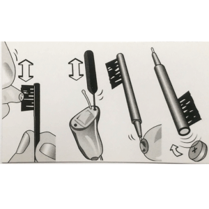 Szczoteczka i narzędzie do czyszczenia wkładek oraz aparatów słuchowych