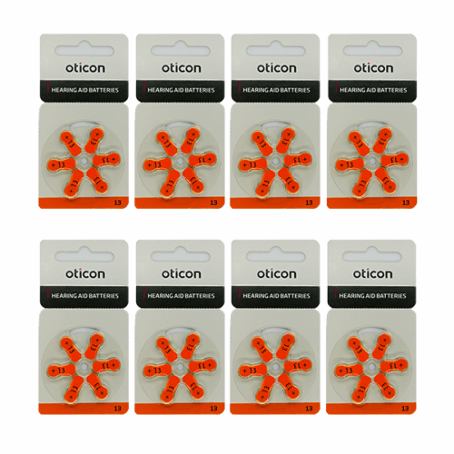 Baterie OTICON typ 13 / PR48 – zestaw 48 sztuk do aparatów słuchowych