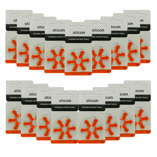 Baterie OTICON typ 13 / PR48 – zestaw 102 sztuki do aparatów słuchowych