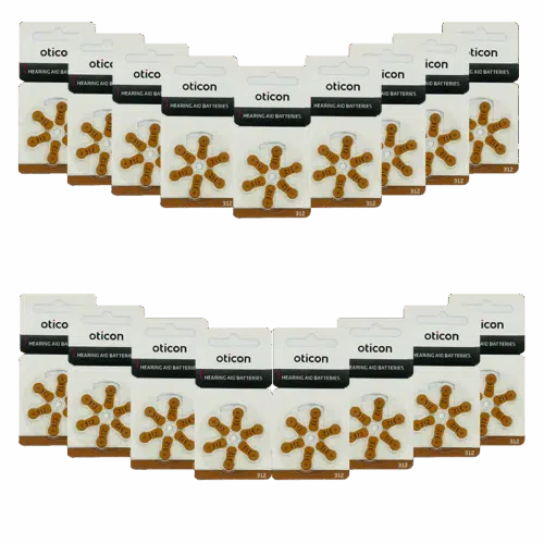 Baterie OTICON typ 312 – zestaw 102 sztuki do aparatów słuchowych
